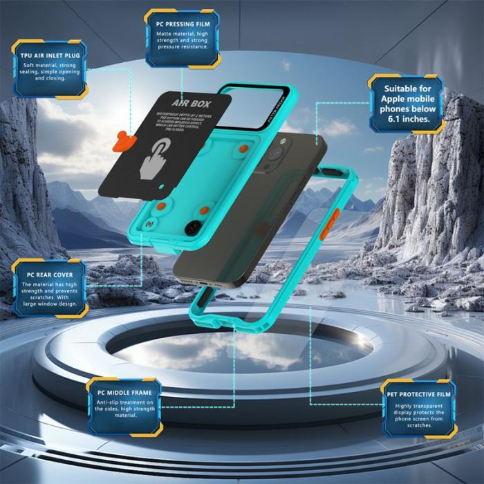 SHELLBOX - SHELLBOX Air Box Series iPhone 15 Pro Vattentät Skal Blå