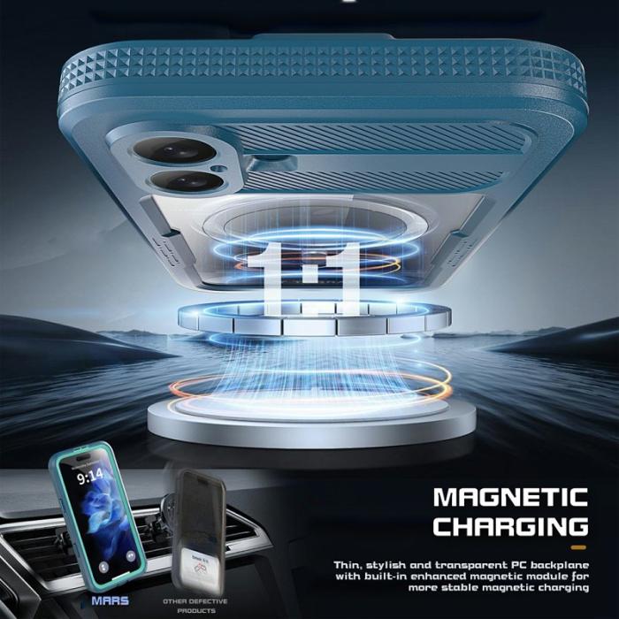 SHELLBOX - SHELLBOX iPhone 16 Plus Skal MagSafe Vattentålig Klar Cyan+Blå