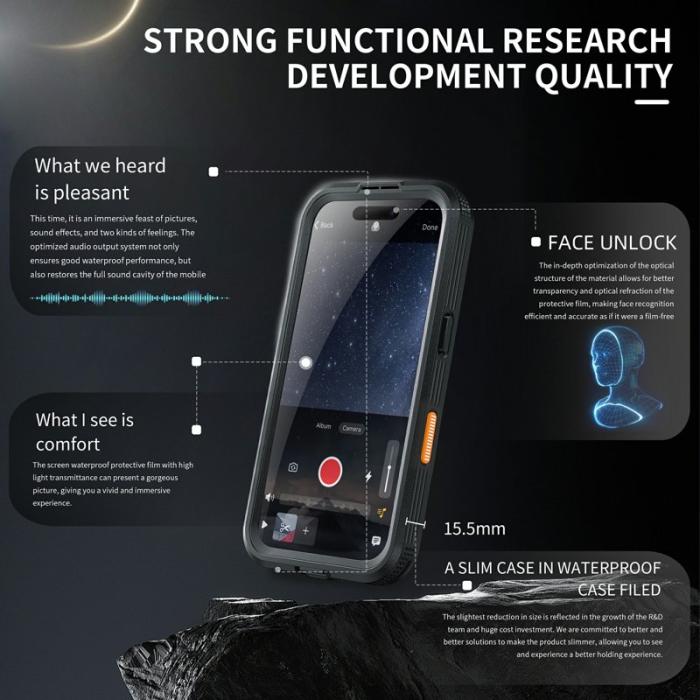 SHELLBOX - SHELLBOX iPhone 16 Plus Skal MagSafe Vattentålig Klar Svart