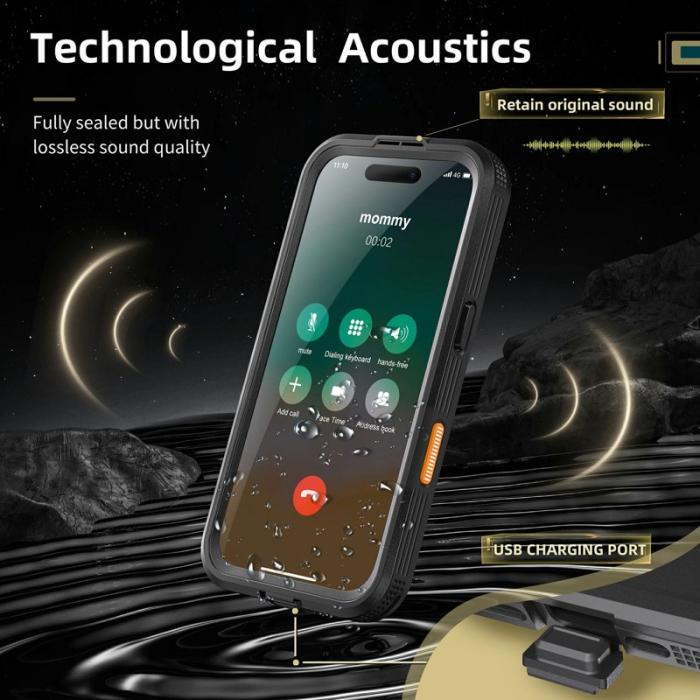 SHELLBOX - SHELLBOX iPhone 16 Plus Skal MagSafe Vattentålig Klar Svart