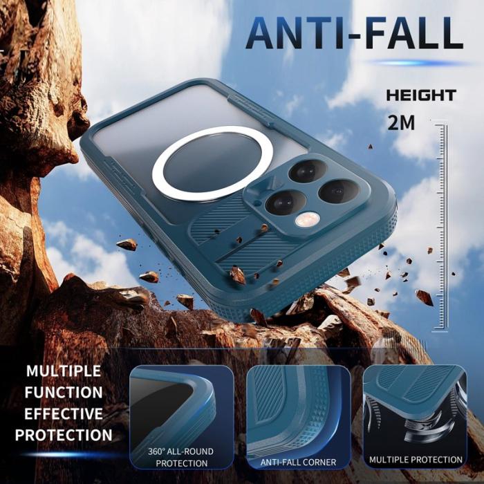 SHELLBOX - SHELLBOX iPhone 16 Pro Fodral IP68 Vattentåligt Klar Blå+Cyan