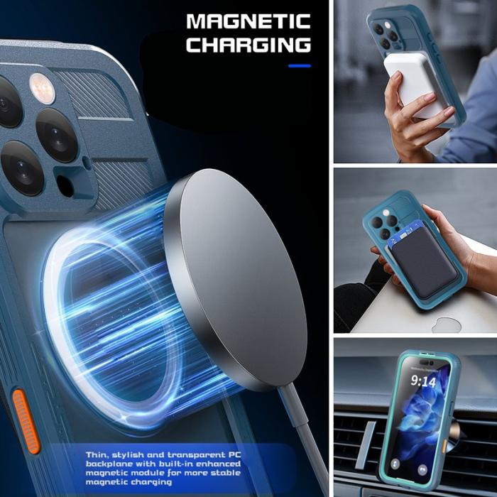 SHELLBOX - SHELLBOX iPhone 16 Pro Fodral IP68 Vattentåligt Klar Blå+Cyan