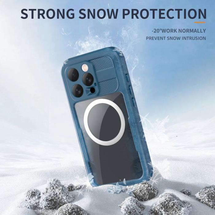 SHELLBOX - SHELLBOX iPhone 16 Pro Fodral IP68 Vattentåligt Klar Blå+Cyan