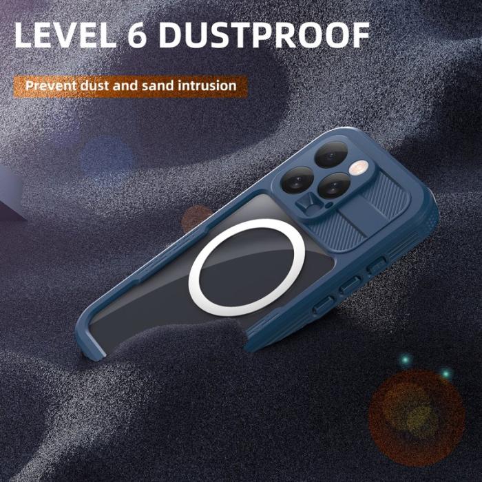 SHELLBOX - SHELLBOX iPhone 16 Pro Fodral IP68 Vattentåligt Klar Blå+Cyan