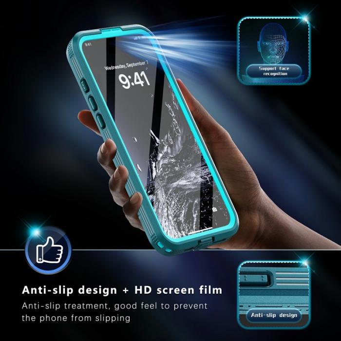 SHELLBOX - SHELLBOX iPhone 16 Pro Max Skal MagSafe Vattentålig Klar Blå