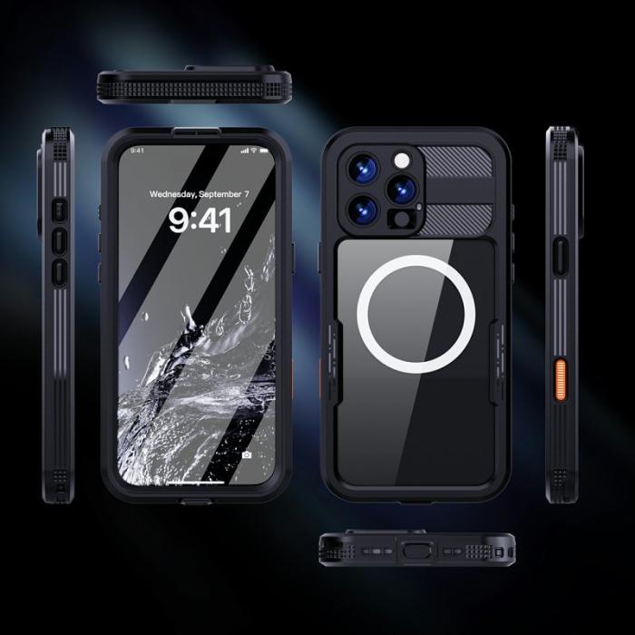 SHELLBOX - SHELLBOX iPhone 16 Pro Max Skal MagSafe Vattentålig Klar Svart
