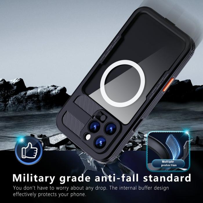 SHELLBOX - SHELLBOX iPhone 16 Pro Max Skal MagSafe Vattentålig Klar Svart