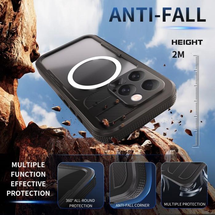 SHELLBOX - SHELLBOX iPhone 16 Pro Vattentät Fodral MagSafe Klar Svart