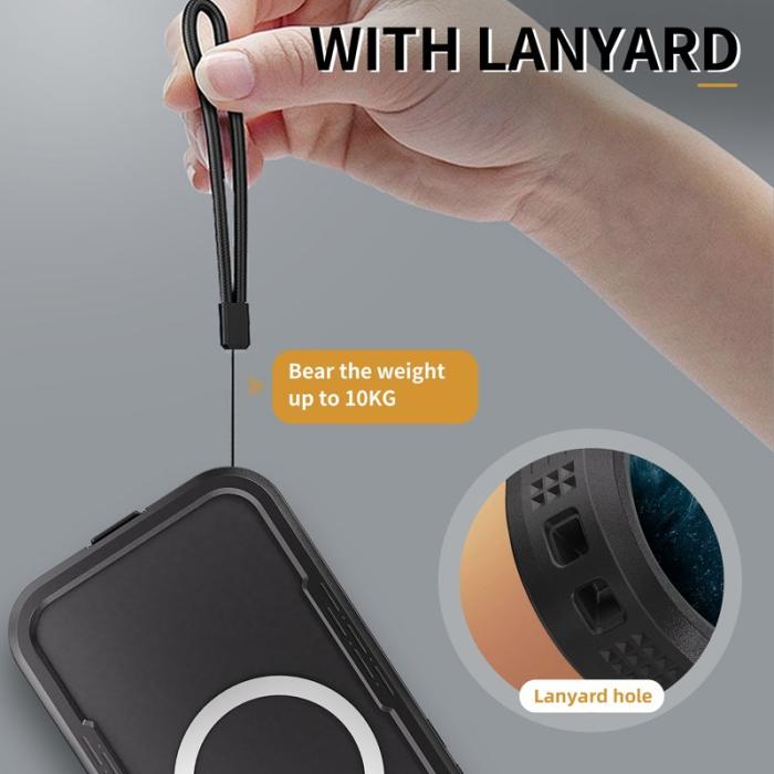 SHELLBOX - SHELLBOX iPhone 16 Pro Vattentät Fodral MagSafe Klar Svart