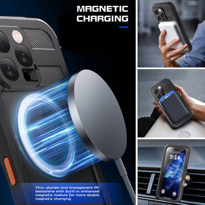 SHELLBOX - SHELLBOX iPhone 16 Pro Vattentät Fodral MagSafe Klar Svart