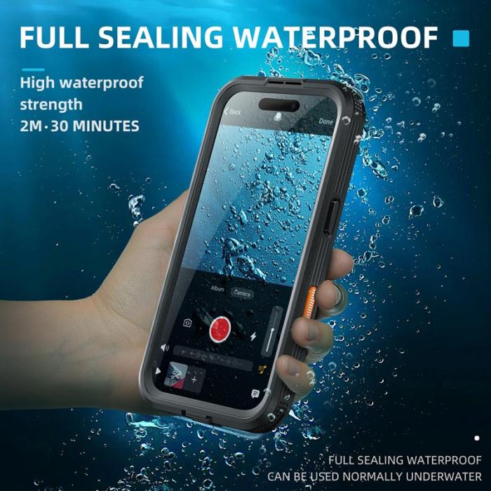 SHELLBOX - SHELLBOX iPhone 16 Skal MagSafe Vattentålig Klar Svart