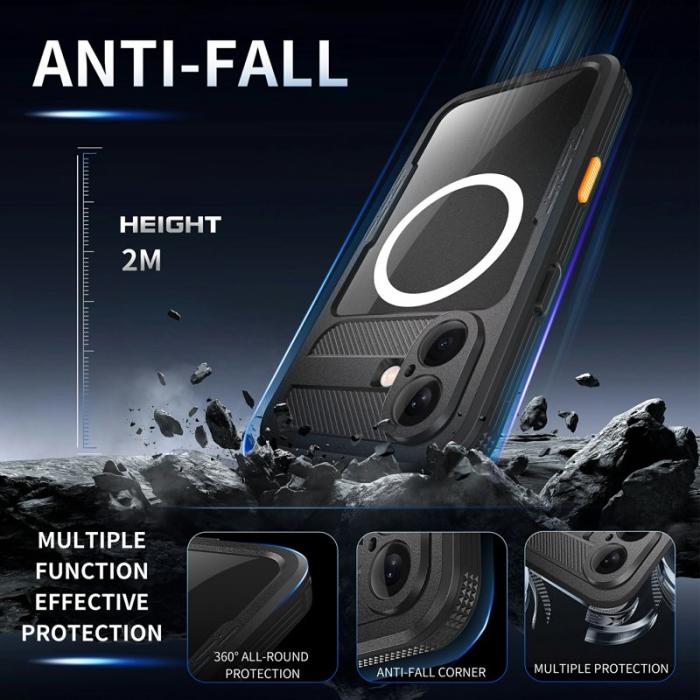 SHELLBOX - SHELLBOX iPhone 16 Skal MagSafe Vattentålig Klar Svart