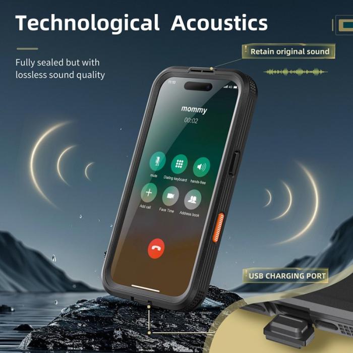 SHELLBOX - SHELLBOX iPhone 16 Skal MagSafe Vattentålig Klar Svart