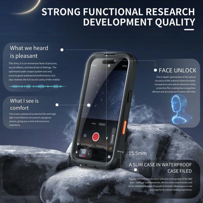 SHELLBOX - SHELLBOX iPhone 16 Skal MagSafe Vattentålig Klar Svart