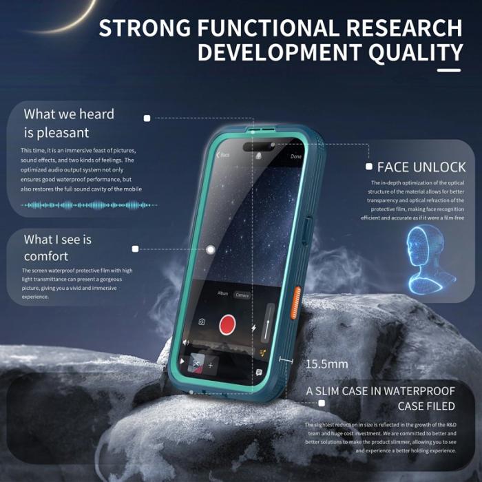 SHELLBOX - SHELLBOX iPhone 16 Skal MagSafe Vattentåligt Transparent Cyan