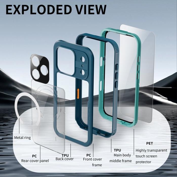 SHELLBOX - SHELLBOX iPhone 17 Pro Max Skal IP68 Vattentät MagSafe Blå