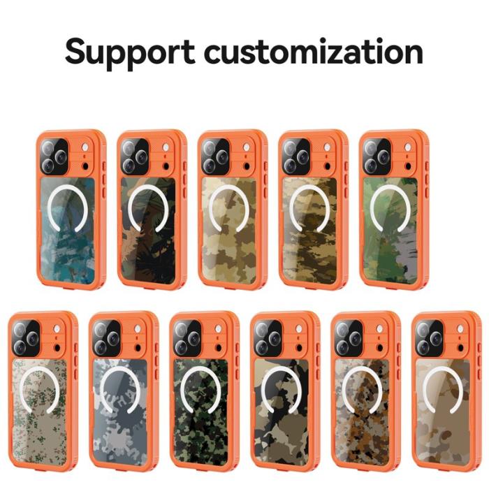 SHELLBOX - SHELLBOX iPhone 17 Pro Max Vattentät Skal MagSafe Transparent Orange