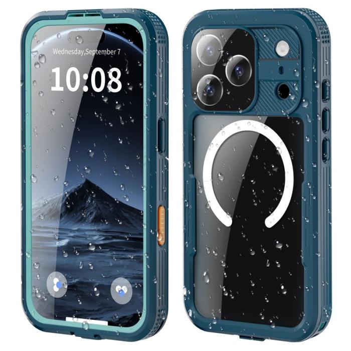 SHELLBOX - SHELLBOX iPhone 17 Pro Vattentät Fodral MagSafe Klar Blå