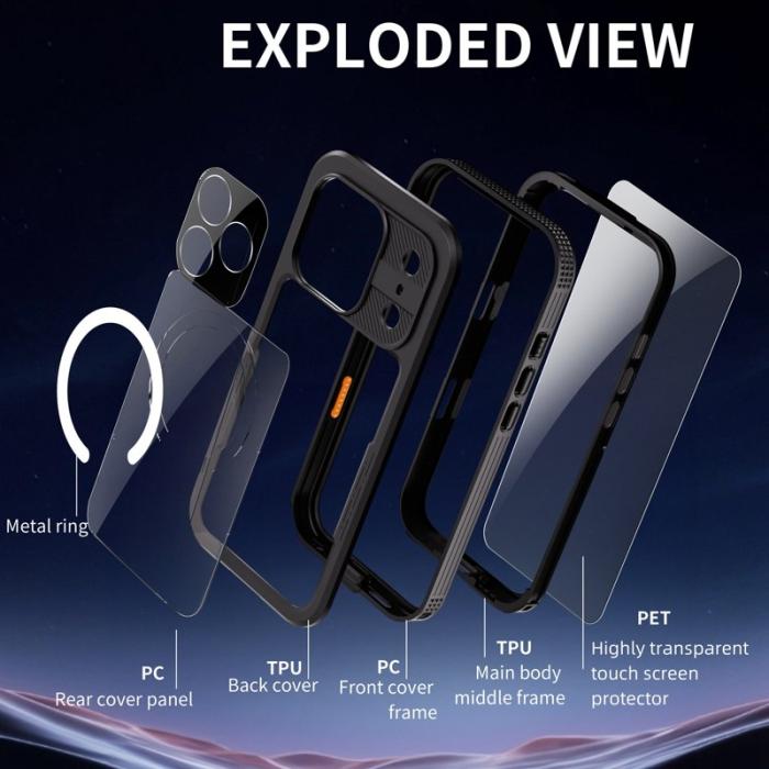 SHELLBOX - SHELLBOX iPhone 17 Pro Vattentät Skal MagSafe Transparent Svart