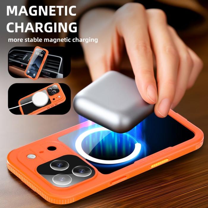 SHELLBOX - SHELLBOX iPhone 17 Pro Vattentätt Fodral MagSafe Klar Orange