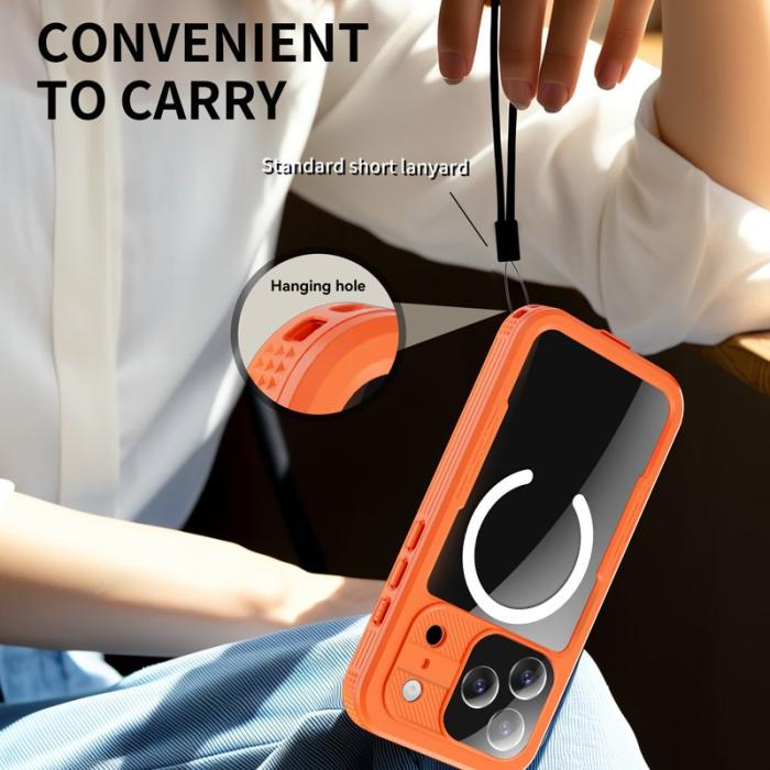 SHELLBOX - SHELLBOX iPhone 17 Pro Vattentätt Fodral MagSafe Klar Orange
