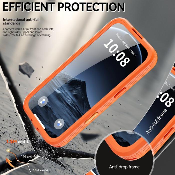 SHELLBOX - SHELLBOX iPhone 17 Pro Vattentätt Fodral MagSafe Klar Orange