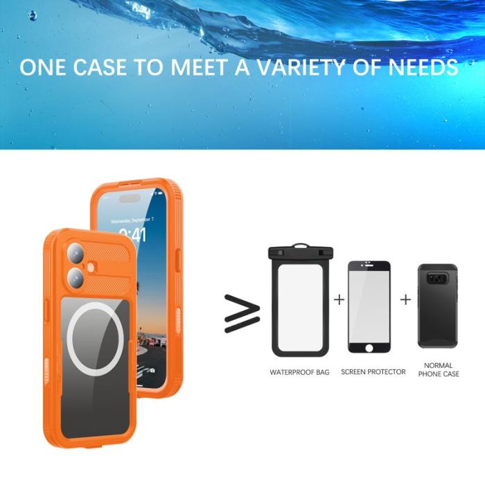 SHELLBOX - SHELLBOX iPhone 17 Vattentåligt Fodral MagSafe Transparent Orange