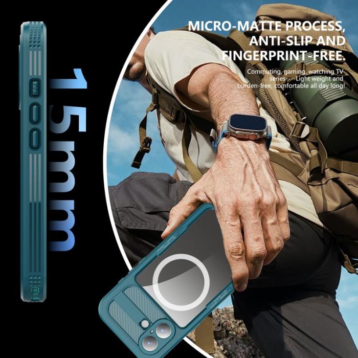 SHELLBOX - SHELLBOX iPhone 17 Vattentät Fodral MagSafe Transparent Blå