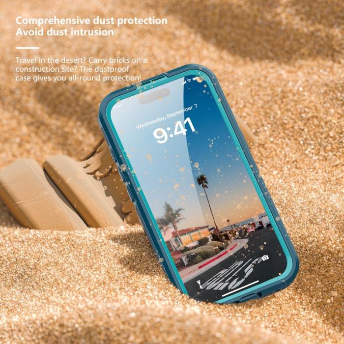 SHELLBOX - SHELLBOX iPhone 17 Vattentät Fodral MagSafe Transparent Blå