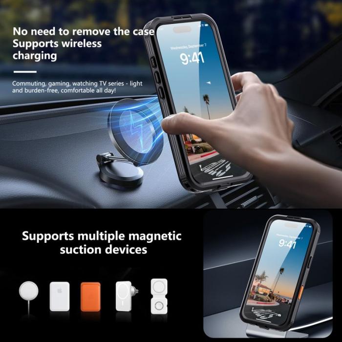 SHELLBOX - SHELLBOX iPhone 17 Vattentät Skal IP68 MagSafe Kompatibel Svart