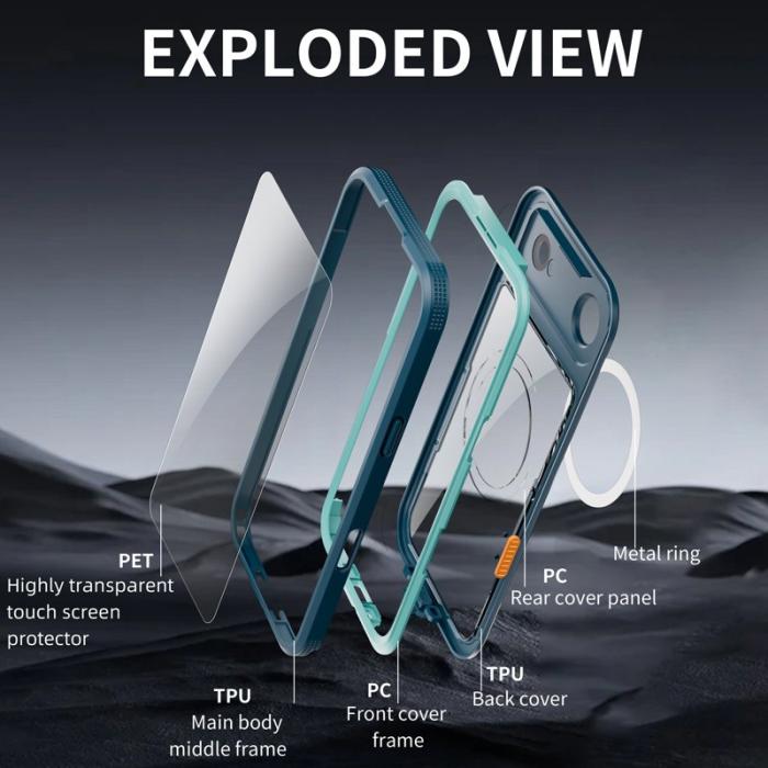 SHELLBOX - SHELLBOX iPhone Air Vattentåligt Fodral MagSafe Klar Blå
