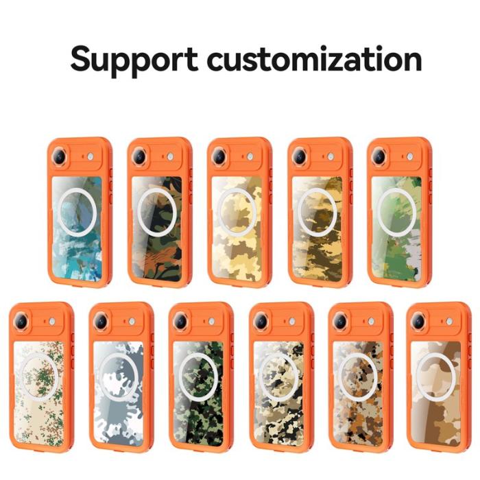 SHELLBOX - SHELLBOX iPhone Air Vattentät Fodral IP68 MagSafe Klar Orange