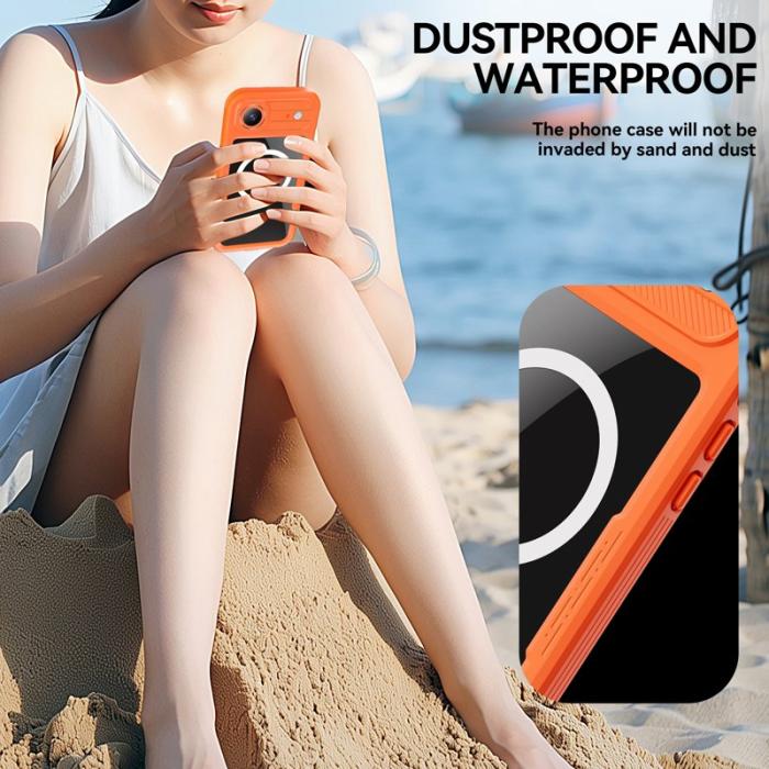SHELLBOX - SHELLBOX iPhone Air Vattentät Fodral IP68 MagSafe Klar Orange