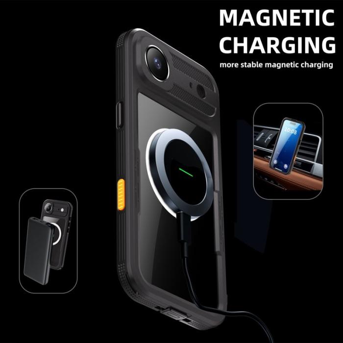 SHELLBOX - SHELLBOX iPhone Air Vattentät Fodral IP68 MagSafe Klar - Svart