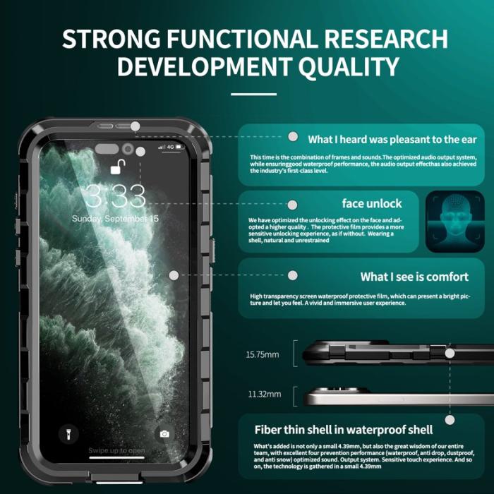 SHELLBOX - SHELLBOX M Series iPhone 15 Pro Vattentät Skal MagSafe Svart