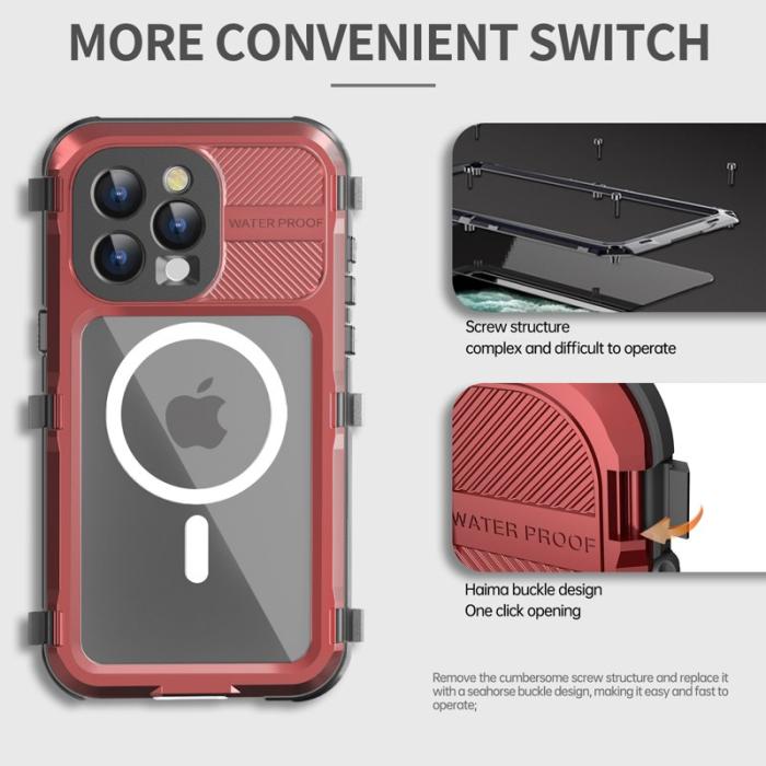 SHELLBOX - SHELLBOX M Series iPhone 15 Pro Vattentät Skal Röd