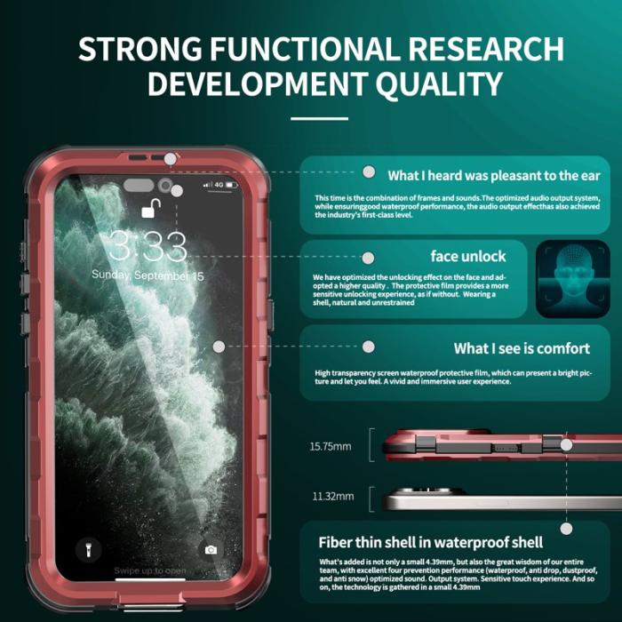 SHELLBOX - SHELLBOX M Series iPhone 15 Pro Vattentät Skal Röd