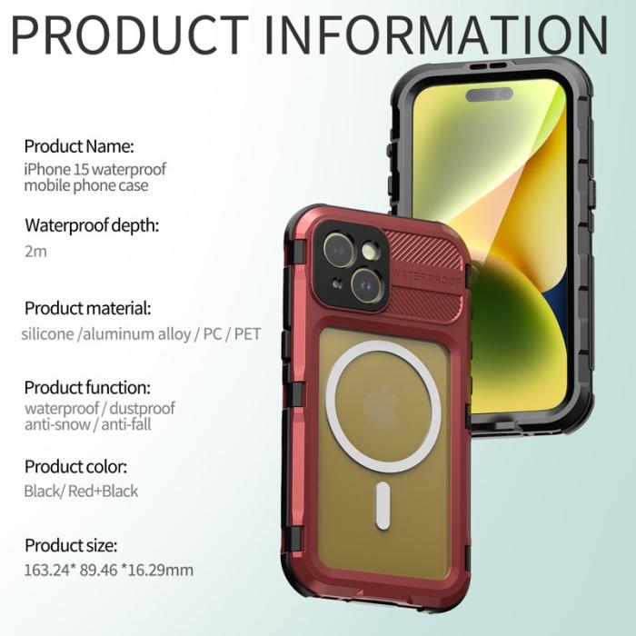 SHELLBOX - SHELLBOX M Series Metal IP68 Fodral för iPhone 15 Röd