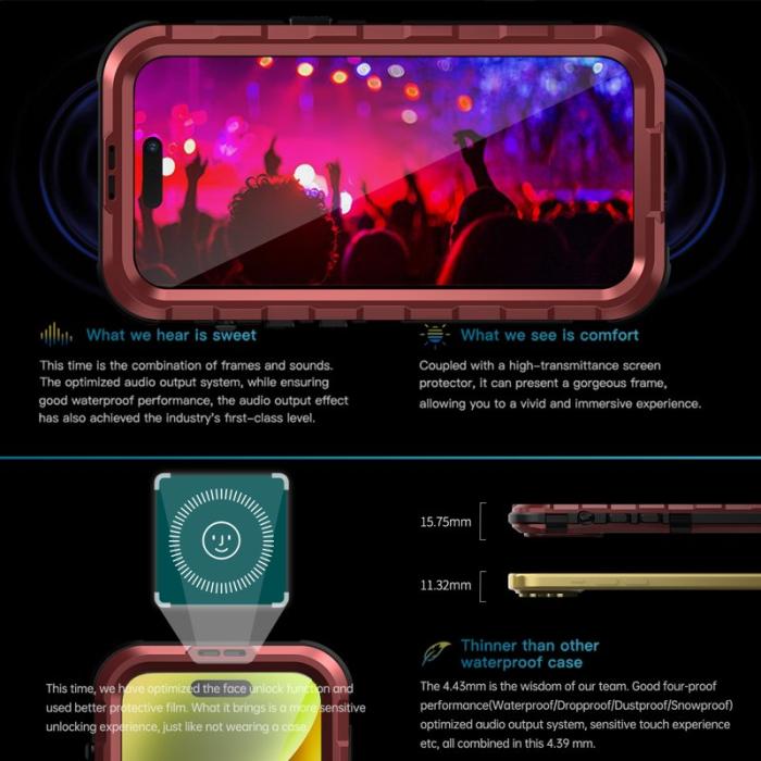 SHELLBOX - SHELLBOX M Series Metal IP68 Fodral för iPhone 15 Röd
