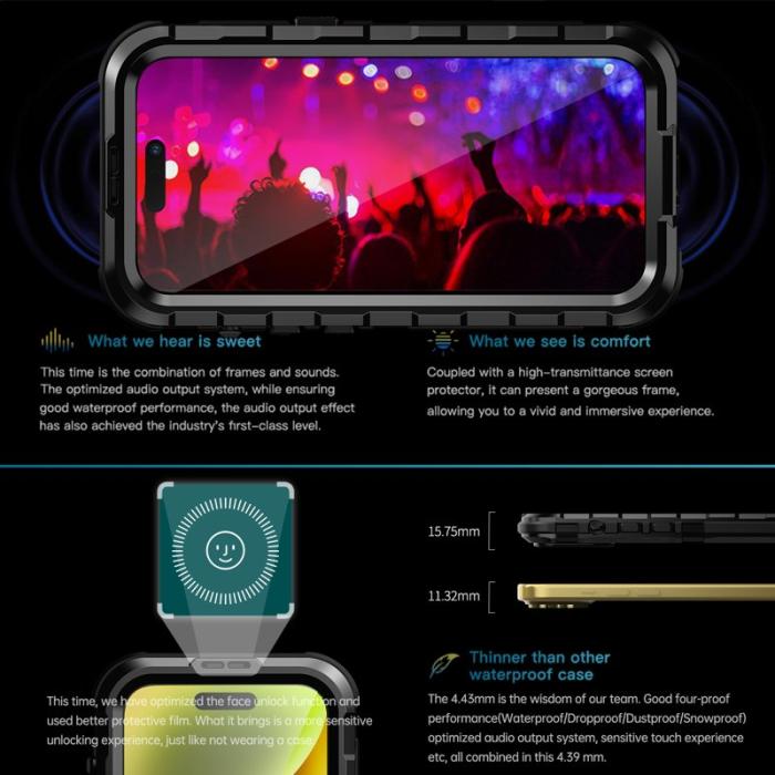SHELLBOX - SHELLBOX M Series Metal IP68 Fodral för iPhone 15 - Svart