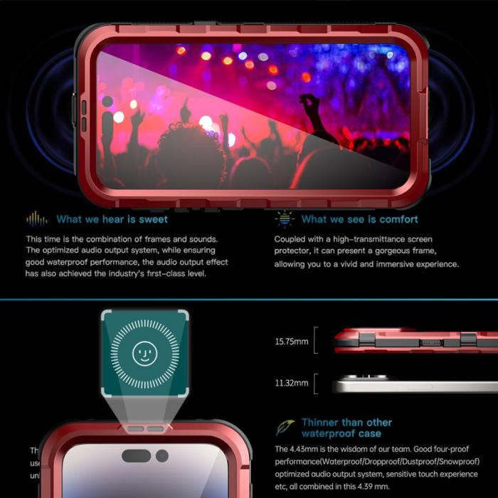 SHELLBOX - SHELLBOX M Series Vattentät Fodral för iPhone 15 Pro Max - Röd