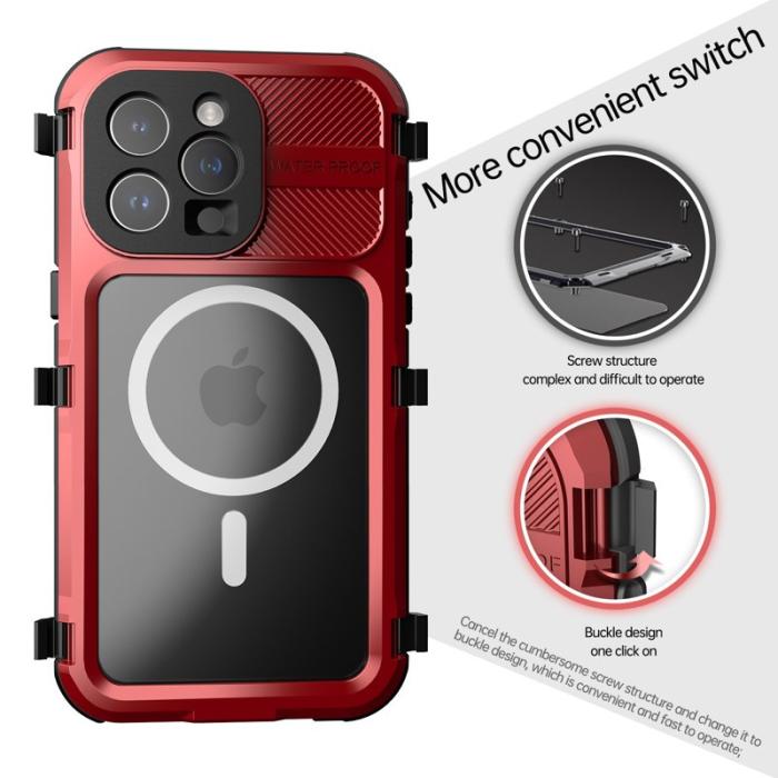 SHELLBOX - SHELLBOX M Series Vattentät Fodral för iPhone 15 Pro Max - Röd