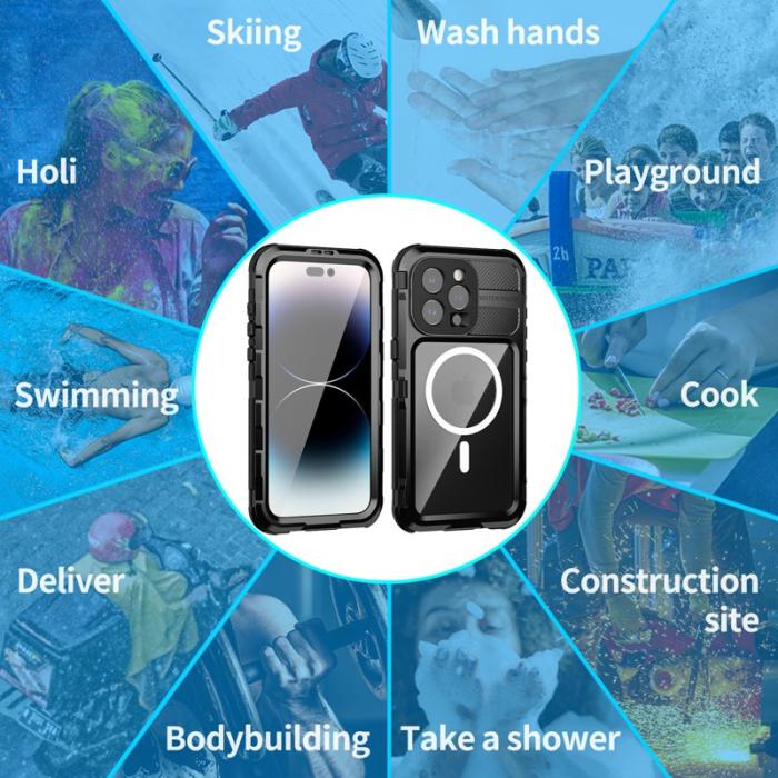 SHELLBOX - SHELLBOX M Series Vattentät Fodral för iPhone 15 Pro Max - Svart