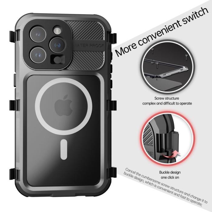 SHELLBOX - SHELLBOX M Series Vattentät Fodral för iPhone 15 Pro Max - Svart