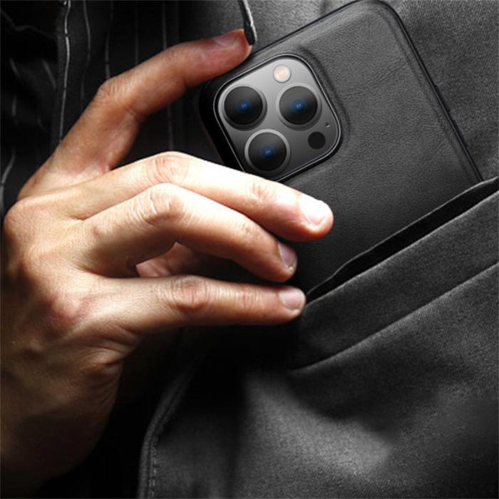 X-Level - X-LEVEL Bojue-3 iPhone 16 Pro Skal Läderbelagd Grå