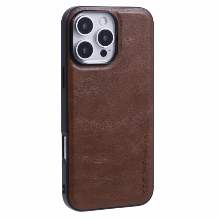 X-Level - X-LEVEL Bojue-3 Mobilskal till iPhone 16 Pro Läderbelagt Brun