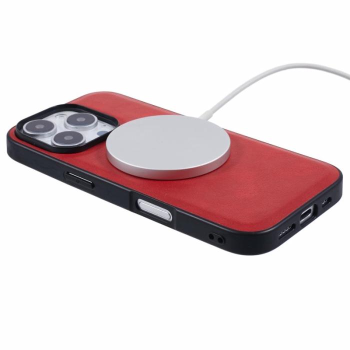 X-Level - X-LEVEL Bojue-3 iPhone 16 Pro Skal MagSafe Läder Röd