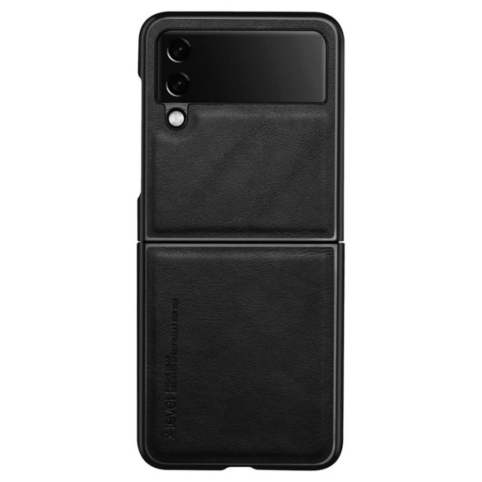 X-Level - X-LEVEL Bojue-3 Samsung Galaxy Z Flip4 Fodral PU Läder Svart