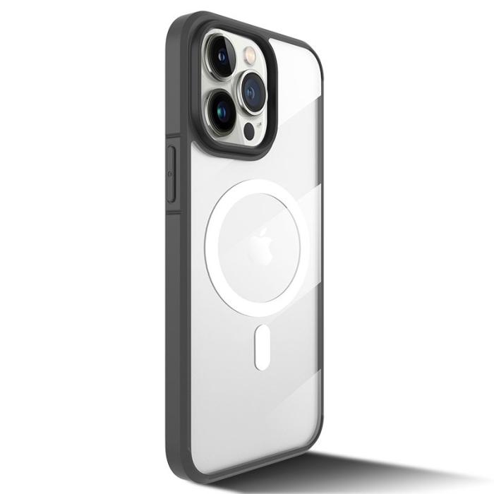 X-Level - X-LEVEL Crystal Clear iPhone 15 Pro Skal MagSafe TPU+PC Grå