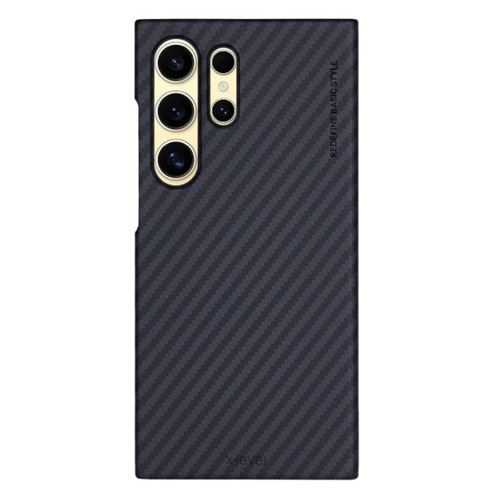 X-Level - X-LEVEL Galaxy S24 Ultra Mobilskal Lätt Kolfiber Textur Svart